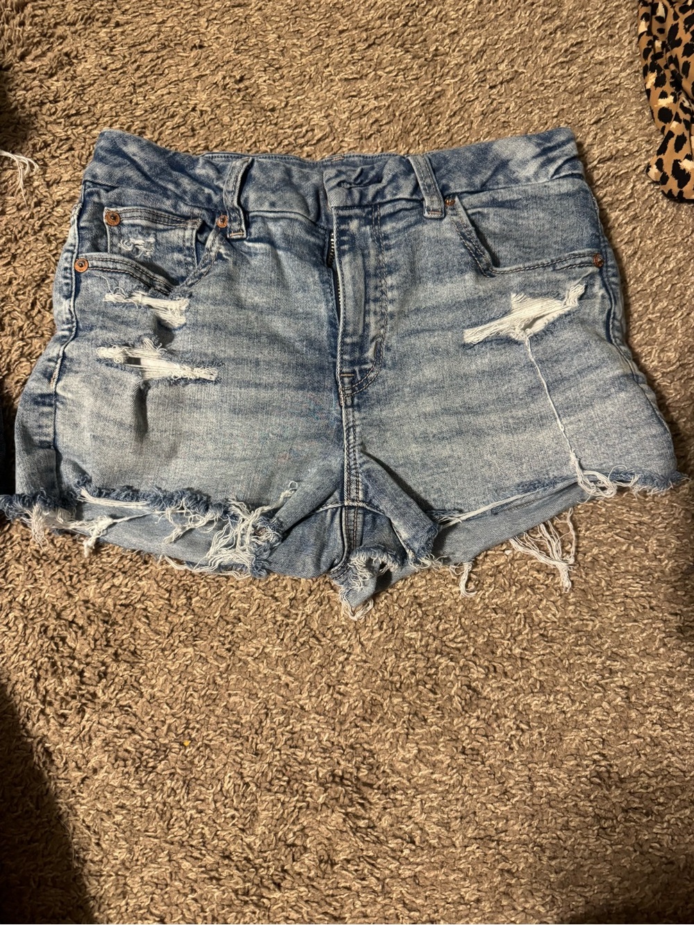 American Eagle Outfitters Light Blue Distressed Denim Shorts